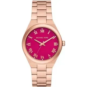 Γυναικείο ρολόι Michael Kors MK7462 Lennox από ανοξείδωτο ατσάλι με φούξια καντράν και ροζ χρυσό μπρασελέ.