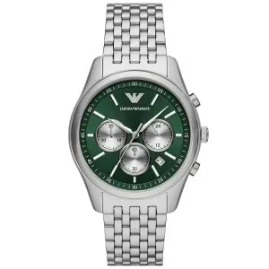 Ανδρικό ρολόι Emporio Armani AR11581 Antonio από ανοξείδωτο ατσάλι με πράσινο καντράν και ασημί μπρασελέ.