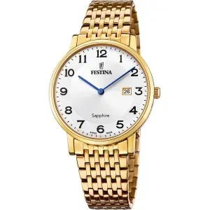 Γυναικείο ρολόι FESTINA F20020/4 από ανοξείδωτο ατσάλι με ασημί καντράν και χρυσό μπρασελέ.
