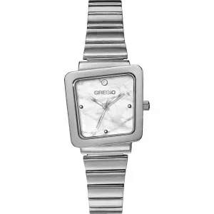 Γυναικείο ρολόι GREGIO GR490010 Amour από ανοξείδωτο ατσάλι με λευκό καντράν και μπρασελέ.