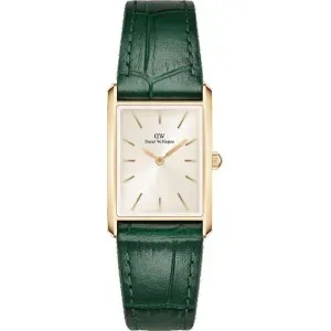 Γυνακείο ρολόι DANIEL WELLINGTON DW00100695 Bound από ανοξείδωτο ατσάλι με μπεζ καντράν και πράσινο δερμάτινο λουράκι.