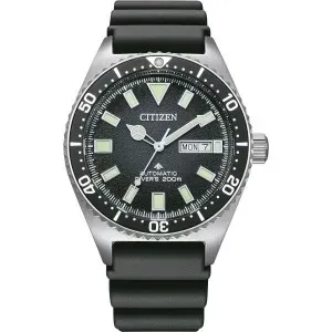 Ανδρικό ρολόι CITIZEN NY0120-01E Promaster Divers Automatic από ανοξείδωτο ατσάλι με μαύρο καντράν και μαύρο λουράκι.