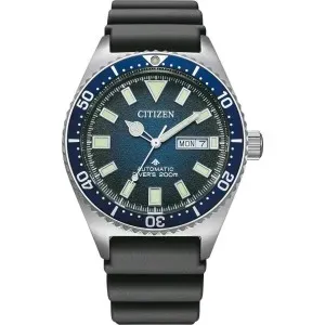 Ανδρικό ρολόι CITIZEN NY0129-07LE Promaster Divers Automatic από ανοξείδωτο ατσάλι με μπλε καντράν και μαύρο λουράκι.