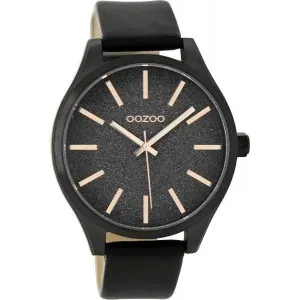 Ρολόι OOZOO C9124 Timepieces με Μαύρο Δερμάτινο Λουράκι