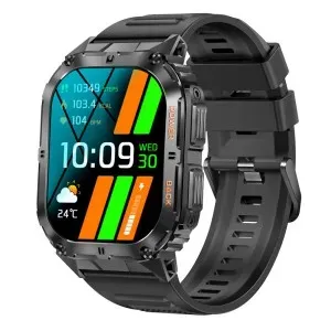 Ρολόι Smartwatch Smarty 2.0 SW074A με μαύρο καουτσούκ λουράκι.