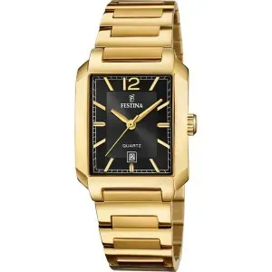 Γυναικείο ρολόι FESTINA F20680/4 από ανοξείδωτο ατσάλι με μαύρο καντράν και χρυσό μπρασελέ.