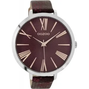 Ρολόι OOZOO C9171 Timepieces Ασημί με Μπορντό Δερμάτινο Λουράκι