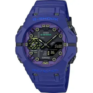 Ανδρικό ρολόι CASIO GA-B001CBR-2AER G-SHOCK Smartwatch Chronograph με μαύρο καντράν κα μπλε καουτσούκ λουράκι.