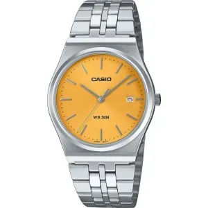 Ρολόι CASIO MTP-B145D-9AVEF Collection με κίτρινο καντράν και μπρασελέ.