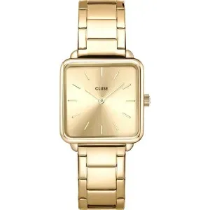 Γυναικείο ρολόι CLUSE CW10305 La Tetragone από ανοξείδωτο ατσάλι με χρυσό καντράν και μπρασελέ.
