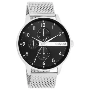 Ανδρικό ρολόι OOZOO C11301 Timepieces με μαύρο καντράν και ασημί μπρασελέ.