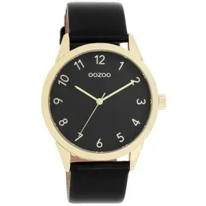 Γυναικείο ρολόι OOZOO C11329 Timepieces με μαύρο καντράν και μαύρο δερμάτινο λουράκι.