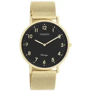 Γυνακείο ρολόι OOZOO C20344 Vintage με μαύρο καντράν και χρυσό μπρασελέ.