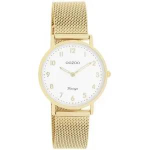 Γυνακείο ρολόι OOZOO C20347 Vintage με λευκό καντράν και χρυσό μπρασελέ.