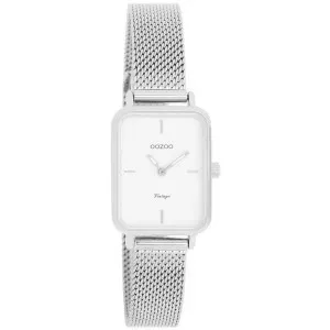 Γυνακείο ρολόι OOZOO C20350 Vintage με λευκό καντράν και ασημί μπρασελέ.