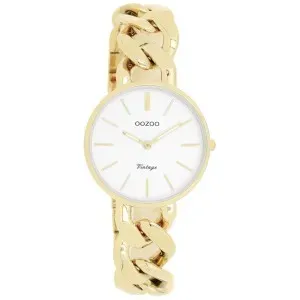 Γυνακείο ρολόι OOZOO C20357 Vintage με λευκό καντράν και χρυσό μπρασελέ.