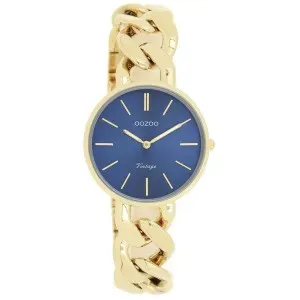 Γυνακείο ρολόι OOZOO C20359 Vintage με μπλε καντράν και χρυσό μπρασελέ.