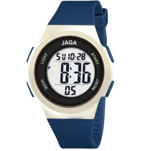 Ρολόι JAGA M123X-MPLE με ψηφιακό καντράν και μπλε καουτσούκ λουράκι.