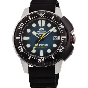 Ανδρικό ρολόι ORIENT RA-AC0L04L Sports M-Force Diver Automatic με πράσινο καντράν και μαύρο καουτσούκ λουράκι.