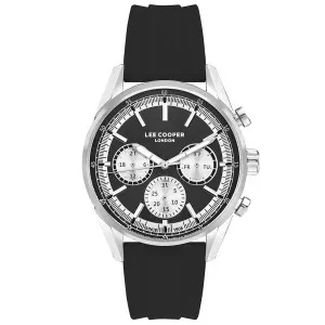 Ανδρικό ρολόι LEE COOPER LC07987.351 με μαύρο καντράν και μαύρο καουτσούκ λουράκι.