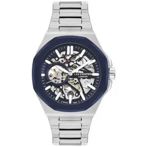 Ανδρικό ρολόι LEE COOPER LC07977.390 Automatic με μπλε καντράν και ασημί μπρασελέ.