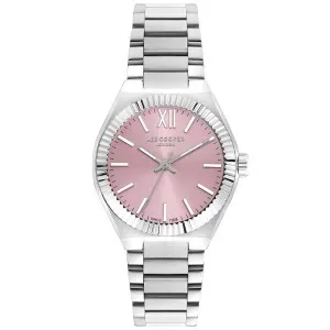Γυναικείο ρολόι LEE COOPER LC07970.340 με ροζ καντράν και ασημί μπρασελέ.