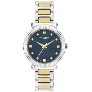 Γυναικείο ρολόι LEE COOPER LC07955.290 με μπλε καντράν και ασημί-χρυσό μπρασελέ.
