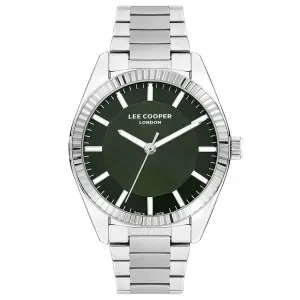 Ανδρικό ρολόι LEE COOPER LC07950.370 με πράσινο καντράν και ασημί μπρασελέ.