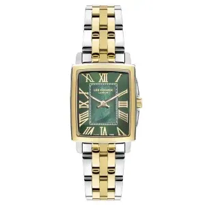 Γυναικείο ρολόι LEE COOPER LC07940.270 με πράσινο καντράν και ασημί-χρυσό μπρασελέ.