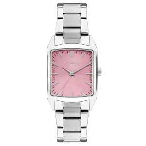 Γυναικείο ρολόι LEE COOPER LC07924.388 με ροζ καντράν και ασημί μπρασελέ.