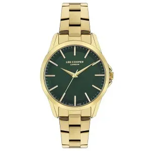 Γυναικείο ρολόι LEE COOPER LC07923.170 με πράσινο καντράν και χρυσό μπρασελέ.