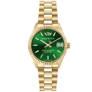 Γυναικείο ρολόι PHILIP WATCH R8253597591 Caribe από ανοξείδωτο ατσάλι με πράσινο καντράν και χρυσό μπρασελέ.