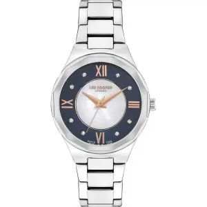 Γυναικείο ρολόι LEE COOPER LC07922.390 με μπλε φίλντισι καντράν και ασημί μπρασελέ.