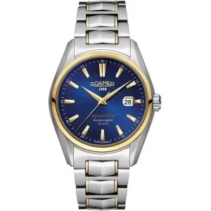 Ανδρικό ρολόι ROAMER 210633-47-45-20 Searock Automatic από ανοξείδωτο ατσάλι με μπλε καντράν και ασημί μπρασελέ.