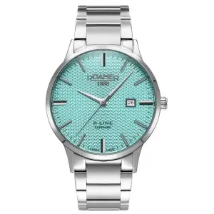 Ανδρικό ρολόι ROAMER 718833-41-05-20 R-Line από ανοξείδωτο ατσάλι με τυρκουάζ καντράν και ασημί μπρασελέ.