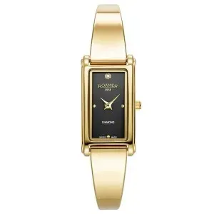 Γυναικείο ρολόι ROAMER 866845-48-55-20 Elegance Diamonds από ανοξείδωτο ατσάλι με μαύρο καντράν και χρυσό μπρασελέ.