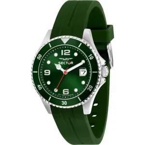 Ανδρικό ρολόι SECTOR R3251161055 230 από ανοξείδωτο ατσάλι με πράσινο καντράν και πράσινο καουτσούκ λουράκι.