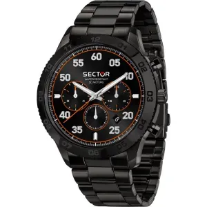 Ανδρικό ρολόι SECTOR R3253578031 270 από ανοξείδωτο ατσάλι με μαύρο καντράν και μαύρο μπρασελέ.