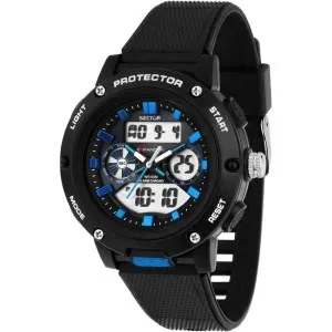 Ανδρικό ρολόι SECTOR R3251293003 EX-45 με ψηφιακό καντράν και μαύρο καουτσούκ λουράκι.