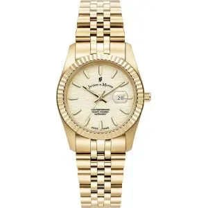 Γυναικείο ρολόι JACQUES DU MANOIR JWL01804 Inspiration Passion από ανοξείδωτο ατσάλι με χρυσό καντράν και μπρασελέ.