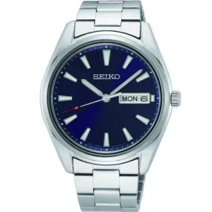 Ανδρικό ρολόι SEIKO SUR341P1F Conceptual Series από ανοξείδωτο ατσάλι με μπλε καντράν και ασημί μπρασελέ.