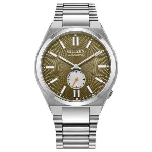 Ανδρικό ρολόι CITIZEN NK5010-51X Tsuyosa Automatic από ανοξείδωτο ατσάλι με πράσινο καντράν και ασημί μπρασελέ.