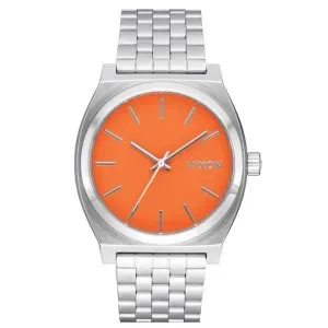 Γυναικείο ρολόι NIXON A045-5212-00 Time Teller από ανοξείδωτο ατσάλι με πορτοκαλί καντράν και μπρασελέ.