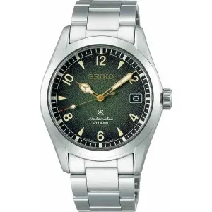 Ανδρικό ρολόι SEIKO SPB155J1 Alpinist Prospex Land Automatic από ανοξείδωτο ατσάλι με πράσινο καντράν και μπρασελέ.