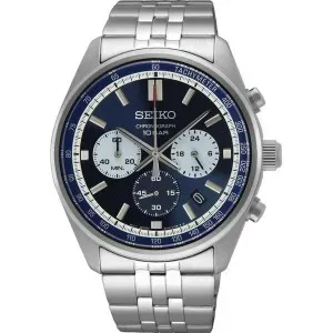 Ανδρικό ρολόι SEIKO SSB427P1 Conceptual Series Chronograph από ανοξείδωτο ατσάλι με μπλε καντράν και μπρασελέ.