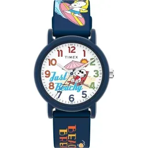 Γυναικείο ρολόι TIMEX x Peanuts TW2V78600 Just Beachy με πολύχρωμο καντράν και πολύχρωμο καουτσούκ λουράκι.
