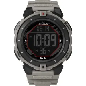 Ανδρικό ρολόι TIMEX TW5M59700 UFC Rumble Chronograph με ψηφιακό καντράν και γκρι συνθετικό λουράκι.