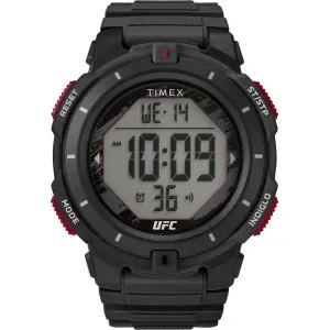 Ανδρικό ρολόι TIMEX TW5M59600 UFC Rumble Chronograph με ψηφιακό καντράν και μαύρο συνθετικό λουράκι.