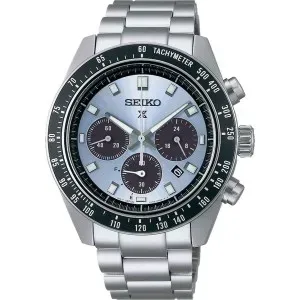 Ανδρικό ρολόι SEIKO SSC935P1 Prospex Crystal Trophy Speedtimer Solar Chronograph με γαλάζιο καντράν και μπρασελέ.