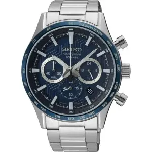 Ανδρικό ρολόι SEIKO SSB445P1 Conceptual Series Chronograph από ανοξείδωτο ατσάλι με μπλε καντράν και μπρασελέ.